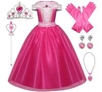 Kosplay Niñas Princesa Aurora Vestidos Niña Bella Durmiente Disfraz con Accesorios Vestido de Princesa Vestido de Cuento de Hadas Cumpleaños Cosplay Halloween Navidad Carnaval Bautizo Vestirse