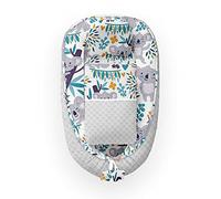 Kospu babynest con almohada y manta para niños pequeños, felpa de algodón y minky, relleno de cuentas 100% silicona, parachoques 90 x 70 cm