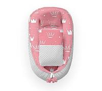Kospu babynest con almohada y manta para niños pequeños, felpa de algodón y minky, relleno de cuentas 100% silicona, parachoques 90 x 70 cm