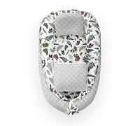 Kospu babynest con almohada y manta para niños pequeños, felpa de algodón y minky, relleno de cuentas 100% silicona, parachoques 90 x 70 cm