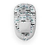 KOSPU Babynest Con Almohada Y Manta para Niños Pequeños, Felpa de Algodón Y Minky, Relleno de Perlas 100% Silicona, Parachoques 90 x 70 Cm, Manta Bebé 75 x 50 Cm, Almohada para Dormir Bebé 35 x 25 Cm