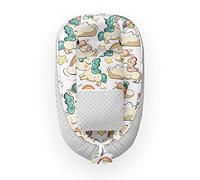 KOSPU Babynest Con Almohada Y Manta para Niños Pequeños, Felpa de Algodón Y Minky, Relleno de Perlas 100% Silicona, Parachoques 90 x 70 Cm, Manta Bebé 75 x 50 Cm, Almohada para Dormir Bebé 35 x 25 Cm