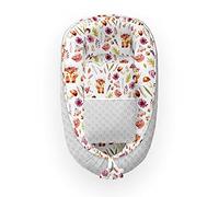 KOSPU Babynest Con Almohada Y Manta para Niños Pequeños, Felpa de Algodón Y Minky, Relleno de Perlas 100% Silicona, Parachoques 90 x 70 Cm, Manta Bebé 75 x 50 Cm, Almohada para Dormir Bebé 35 x 25 Cm