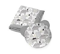 KOSPU Juego de Cama de Almohada Y Manta para Niños Y Adolescentes, Tejido de Algodón Y Terciopelo, Relleno 100% Poliéster, Manta de Dormir 135 x 100 Cm, Almohada de Dormir de Oso Æ50 Cm