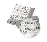 Kospu juego de cama de almohada y manta para niños y jóvenes adolescentes, tejido de algodón y terciopelo, relleno 100% poliéster, manta para dormir 135 x 100 cm, almohada de dormir de oso æ50 cm