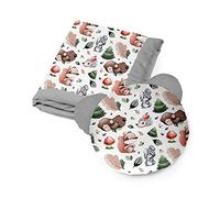 Kospu juego de cama de almohada y manta para niños y jóvenes adolescentes, tejido de algodón y terciopelo, relleno 100% poliéster, manta para dormir 135 x 100 cm, almohada de dormir de oso æ50 cm