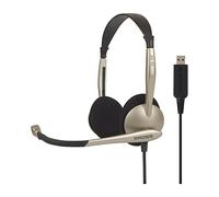 Koss CS100 USB Auriculares con Cable y Micrófono con Cancelación Ruido, Cascos de Diadema Ajustables On Ear para Videoconferencia Oficina, Call Center, Comunicación, Skype, Zoom