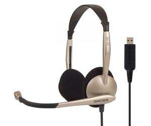 Koss cs100 usb auriculares con cable y micrófono con cancelación ruido cascos de diadema para videoconferencia, , beige