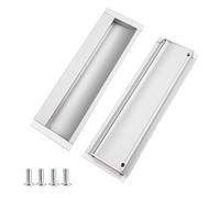 KostaTech Asas empotradas 2 piezas, asas deslizantes invisibles al ras para puertas, armarios o cajones Asas rectangulares 152 mm x 48 mm (blanco)
