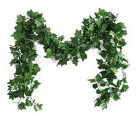 KostaTech Guirnalda de Hojas de Hiedra Artificial 5 Piezas, Guirnalda de Hiedra Plantas Falsas Que cuelgan de Vid para el hogar, Cocina, Banquete de Boda, jardín, Oficina(Verde)