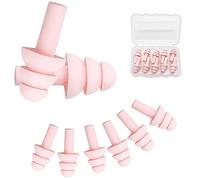 KostaTech tapones para los oídos 5 pares, tapones para los oídos suaves de silicona a prueba de agua, para leer, dormir y nadar(Rosado)