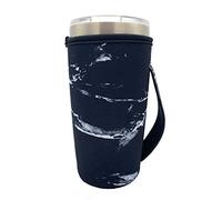 KOSTOO Funda de neopreno reutilizable para taza de café helado, fundas aisladas, ideal para vasos de 591 ml, Trenta Starbucks, donuts Dunkin grandes (negro mármol)