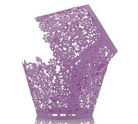KOSTOO - Paquete de 50 envoltorios de encaje para magdalenas cortadas con láser, papel para magdalenas, tazas para magdalenas, para Navidad, boda, fiesta de cumpleaños (morado)