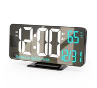 KOSUMOSU - Reloj Despertador Digital de 6.7 Pulgadas, Color Negro para recámara, Alarma Dual, Fecha, Segundo, día de la Semana, 12/24 Horas, atenuación, Temperatura, Reloj de computadora, Reloj LED