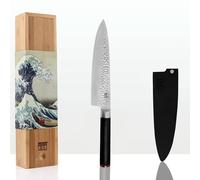 KOTAI | Cuchillo de chef Gyuto | Cuchillo de chef profesional | Hoja de 20 cm | Cuchillos forjados a mano | Acero inoxidable japonés 440C | Mango de madera de Pakka | Tang oculto completo