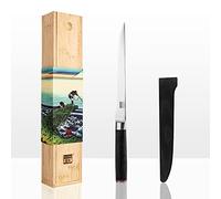 KOTAI | Cuchillo de pescado | Hoja flexible de 20 cm | Ideal para Filetear el pescado | Afilado y forjado a mano | Acero inoxidable japonés 440C | Mango de madera de pakka | Tang oculto completo