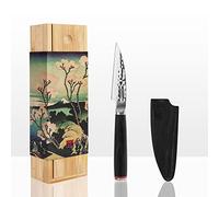 KOTAI | Cuchillo para las verduras con Saya y Caja de Bambú | Hoja de 9cm | Cuchillo multiusos | Hecho a mano | Acero inoxidable japonés 440C con alto contenido de carbono