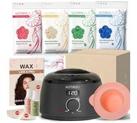 KOTAMU Kit de depilación con cera,kit de cera digital negra para mujeres y hombres, piel sensible,olla de cera dura para depilación de cejas y rostro,calentador de cera profesional para salón en casa