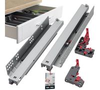 KOTARBAU® 1 par (2 unidades) rieles 3D para cajón de montaje en suelo, extensión completa, 350 mm, cierre suave, de acero, extensión completa, guías telescópicas, montaje en el suelo, extensión