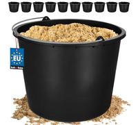 KOTARBAU® 10 Cubos de plástico, 20 litros, Negro, Cubo para Trabajos en jardín, construcción, Balde para mortero, Cemento, Agua, Cubo con asa Multiuso, Cubo Limpieza, Resistente, 10 Unidades