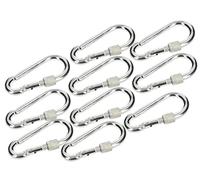 KOTARBAU® 10 x Mosquetón Bombero con Rosca de Seguridad, 80 x 8 mm, Mosquetón de Escalada, Tapón de Rosca, Mosquetón para Cadenas o Cuerdas, Llavero, Cierre de Rosca, 10 Mosquetones