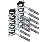KOTARBAU® 10 x Soportes de tubo 3/4" con junta de goma, Abrazadera para bajante, Abrazaderas para tubos, Abrazadera antivibración de acero, Soporte de fijación de las tuberías, Soporte de conductos