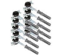 KOTARBAU® 10 x Soportes de tubo 3/8" con junta de goma, Abrazadera para bajante, Abrazaderas para tubos, Abrazadera antivibración de acero, Soporte de fijación de las tuberías, Soporte de conductos