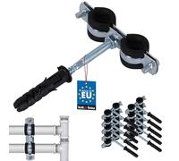 KOTARBAU® 10 x Soportes de tubo 3/8" junta de goma, Abrazadera doble para bajante, Abrazaderas para tubos, Abrazadera antivibración de acero, Soporte de fijación de las tuberías, Soporte de conducto