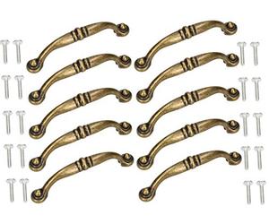 KOTARBAU® 10 x Tiradores para Muebles 96 mm, Tirador para Muebles, Tiradores para Armario, Tirador de Arco, Manija para cajón, Tirador Vintage, Retro, Manijas de Puertas para Muebles, Oro Viejo