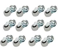 KOTARBAU® 12 Ruedas giratorias de Ø 30mm con agujero pasante, Ruedas de goma con rodamiento para todos los suelos, Rueda de chapa de acero para muebles, equipos, gran capacidad de carga, 12 UNIDADES