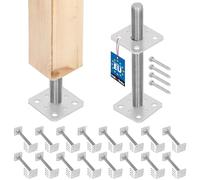 KOTARBAU® 16 uds. Soporte para Poste - Acero Galvanizado - 80 x 80 x 250 mm - M24 - Plata - Pie de Pilar - Regulable en Altura - Anclaje para Poste - Sujeción Galvanizada - Anclajes Madera