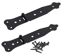 KOTARBAU® 2 Bisagras de puerta 220 mm de acero inoxidable, Negra - recubrimiento en polvo, Herraje para puertas de jardín de madera, Robusta, Bisagra apaisada para Cobertizo, Granero, 2 UNIDADES