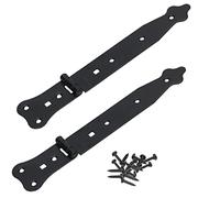 KOTARBAU® 2 Bisagras de puerta 270 mm de acero inoxidable, Negra - recubrimiento en polvo, Herraje para puertas de jardín de madera, Robusta, Bisagra apaisada para Cobertizo, Granero, 2 UNIDADES