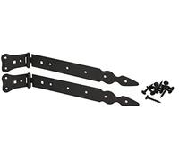 KOTARBAU® 2 Bisagras de puerta 300 mm de acero inoxidable, Negra - recubrimiento en polvo, Herraje para puertas de jardín de madera, Robusta, Bisagra apaisada para Cobertizo, Granero, 2 UNIDADES