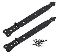 KOTARBAU® 2 Bisagras de puerta 320 mm de acero inoxidable, Negra - recubrimiento en polvo, Herraje para puertas de jardín de madera, Robusta, Bisagra apaisada para Cobertizo, Granero, 2 UNIDADES