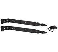 KOTARBAU® 2 Bisagras de puerta 350 mm de acero inoxidable, Negra - recubrimiento en polvo, Herraje para puertas de jardín de madera, Robusta, Bisagra apaisada para Cobertizo, Granero, 2 UNIDADES