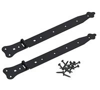 KOTARBAU® 2 Bisagras de Puerta 370 mm de Acero Inoxidable, Negra - Recubrimiento en Polvo, Herraje para Puertas de jardín de Madera, Robusta, Bisagra apaisada para Cobertizo, Granero, 2 Unidades