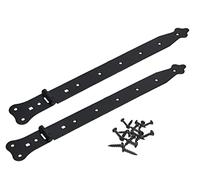 KOTARBAU® 2 Bisagras de puerta 420 mm de acero inoxidable, Negra - recubrimiento en polvo, Herraje para puertas de jardín de madera, Robusta, Bisagra apaisada para Cobertizo, Granero, 2 UNIDADES