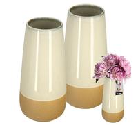 KOTARBAU® 2 jarrones de cerámica crema y naranja, dos texturas, 27 x 13 cm, jarrón para hierba de las Pampas, estilo bohemio, jarrón moderno, decoración moderna beige hecha a mano, jarrones de flores