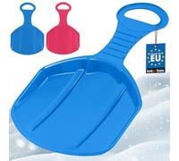 KOTARBAU® 2 Piezas Trineo Nieve - Plástico - 53x34x3.5 cm - Azul & Rosa - Deslizador Nieve - con Asa - Trineo Niños - Trineos - Adultos - Ligero Resistente Fácil Transporte