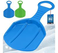 KOTARBAU® 2 Piezas Trineo Nieve - Plástico - 53x34x3.5 cm - Verde & Azul - Deslizador Nieve - con Asa - Trineo Niños - Trineos - Adultos - Ligero Resistente Fácil Transporte