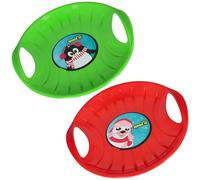 KOTARBAU® 2 Piezas Trineo Nieve - PVC - 60x60x10 cm - Verde & Rojo - Rutschteller con Asas para Niños y Adultos - Trineo Niños - Deslizador Nieve - Resistente y Seguro