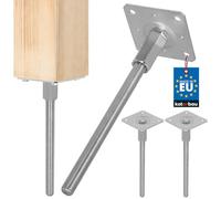 KOTARBAU® 2 soportes para postes, altura ajustable, 110 x 330 mm, acero galvanizado, anclaje de suelo, soporte para postes, base estable, pie de apoyo, anclaje vertical ajustable de acero para