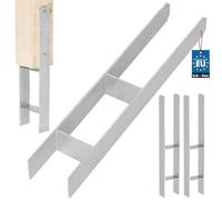 KOTARBAU® 2 soportes para postes en H para hormigón, 100 mm/600 mm, anclajes en H de acero galvanizado plateado, anclaje para postes, zapatos con anclaje de hormigón, soporte de acero, anclaje de
