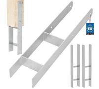 KOTARBAU® 2 soportes para postes en H para hormigón, 120 mm/600 mm, anclajes en H de acero galvanizado plateado, anclaje para postes, zapatos con anclaje de hormigón, soporte de acero, anclaje de