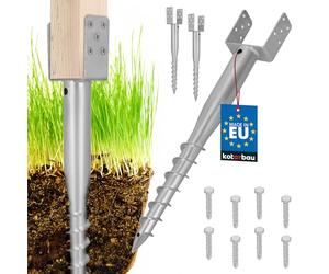 KOTARBAU® 2 soportes para postes en U para atornillar, 120 x 720 mm, acero galvanizado, casquillo de impacto para suelo, base de poste, perno en U, anclaje de tierra, ancla, postes de madera, vallas
