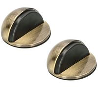 KOTARBAU® 2 Topes de puerta para suelo, Autoadhesivo, Con amortiguador de goma, Cuero - dorado oscuro, Tope redondo, semicircular, Diseño discreto y moderno, Protección de paredes, 2 UNIDADES