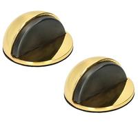 KOTARBAU® 2 Topes de puerta para suelo, Autoadhesivo, Con amortiguador de goma, Latón - dorado, Tope redondo, semicircular, Diseño discreto y moderno, Protección de paredes, 2 UNIDADES