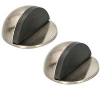 KOTARBAU® 2 Topes de puerta para suelo, Autoadhesivo, Con amortiguador de goma, Niquel satinado, Tope redondo, semicircular, Diseño discreto y moderno, Protección de paredes, 2 UNIDADES