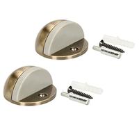 KOTARBAU® 2 Topes de puerta para suelo para atornillar, Con amortiguador de goma, Cuero - dorado oscuro, Tope redondo, semicircular, Diseño discreto y moderno, Protección de paredes, 2 UNIDADES